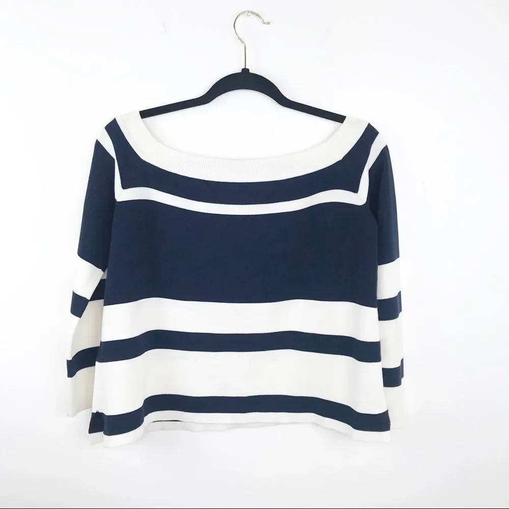 J. Crew striped off shoulder‎ knit top